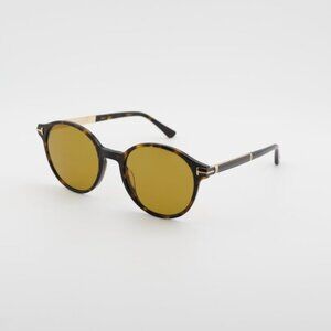Tom Ford Araki FT1184 52H Sunglasses Havana/Gold Round Frame, Polarized Lenses